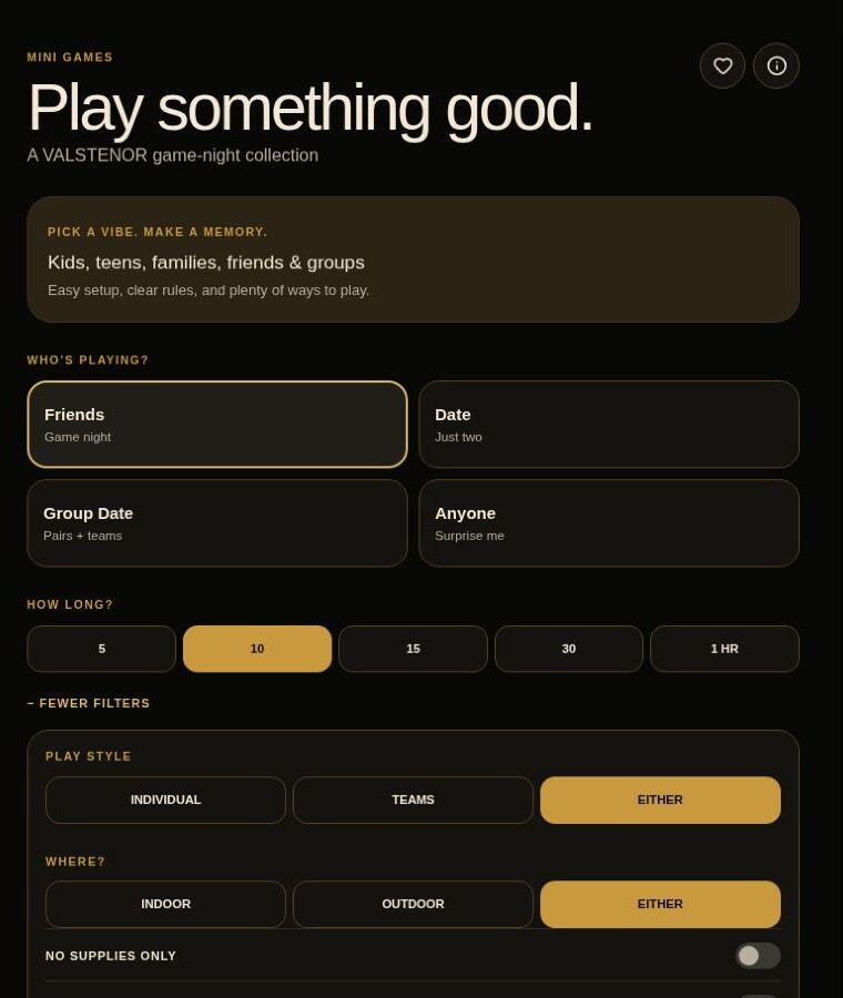 Mini Games: Filter the complete 259-game collection
