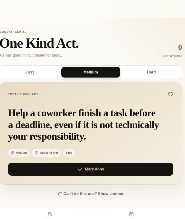 One Kind Act: Choose today’s kind act