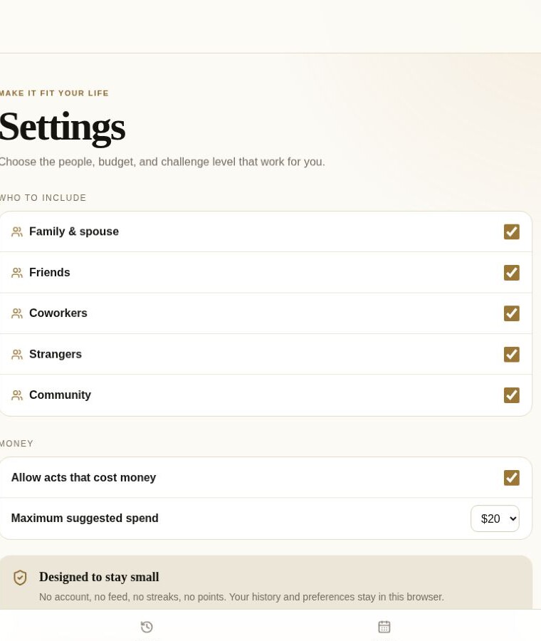 One Kind Act: Personalize who and what to include