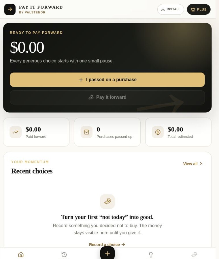 Pay It Forward: See your giving balance