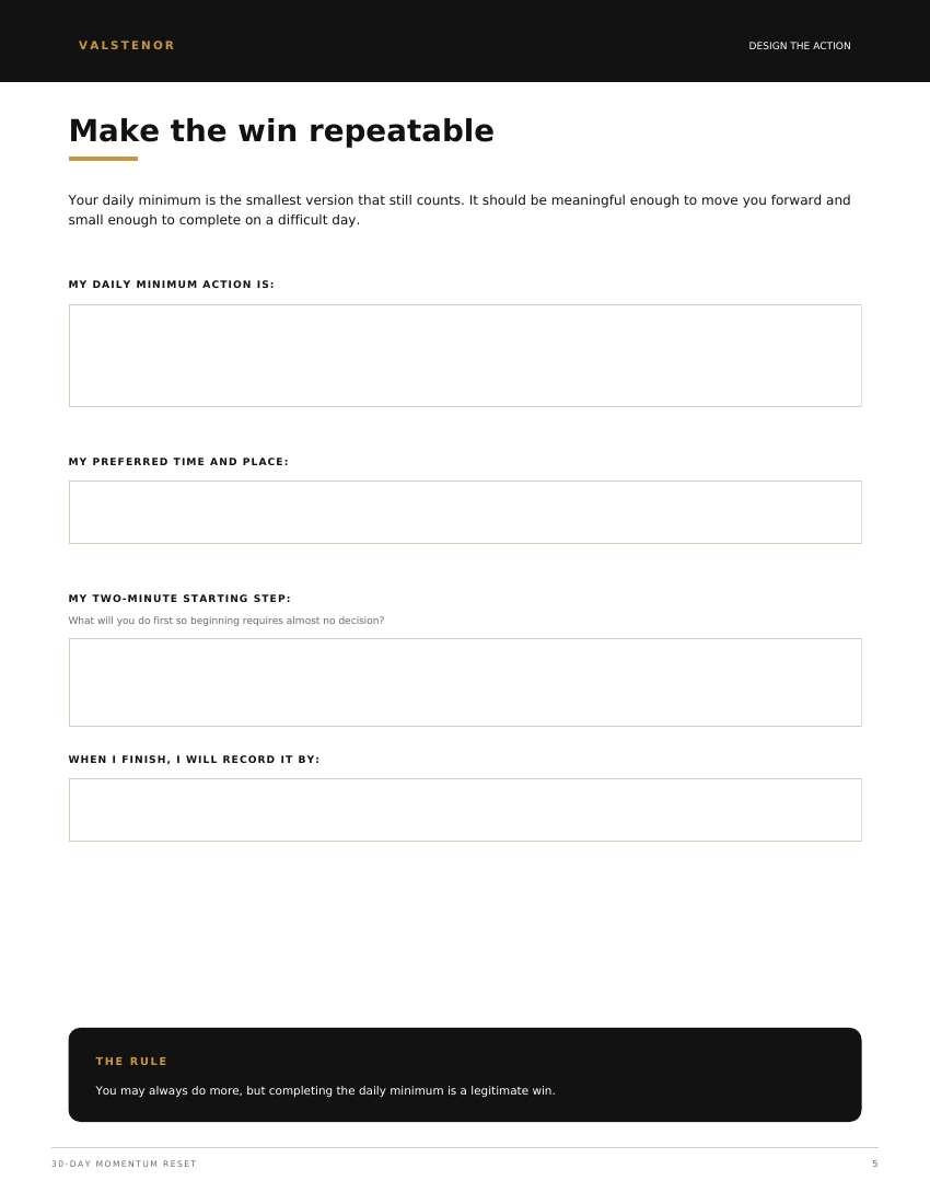 The 30-Day Momentum Reset sample page 2