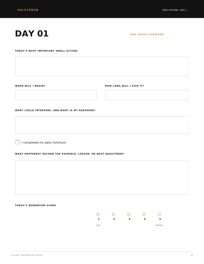 The 30-Day Momentum Reset sample page 3